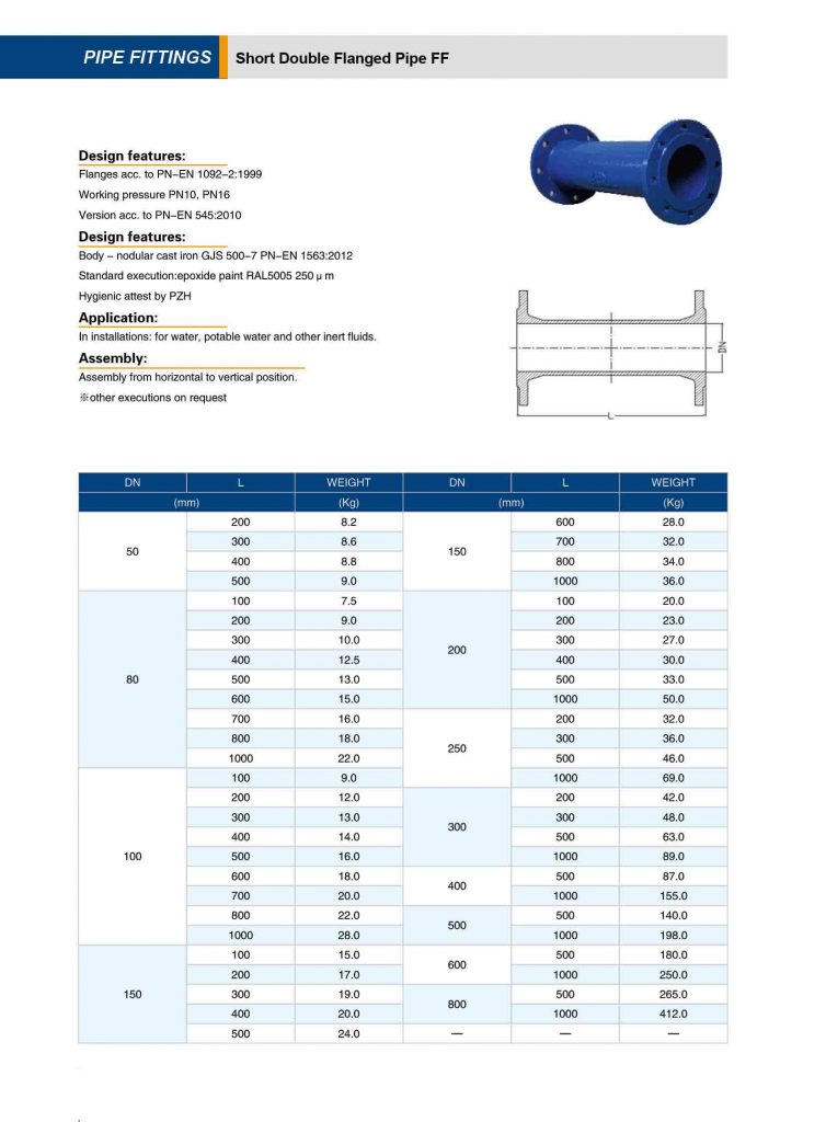 ductile iron pipe -FF short pipe 