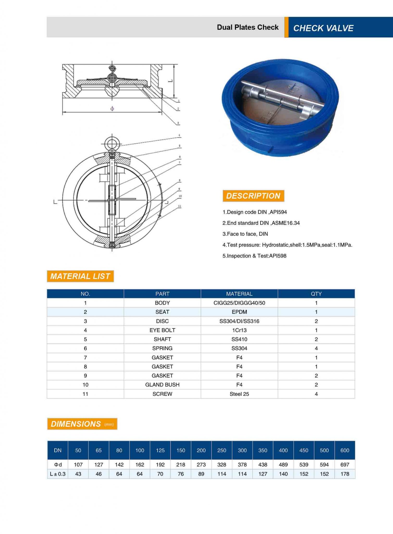 Dual Plates Check Valve Qingdao Sinmaoheve Machinery Co Ltd