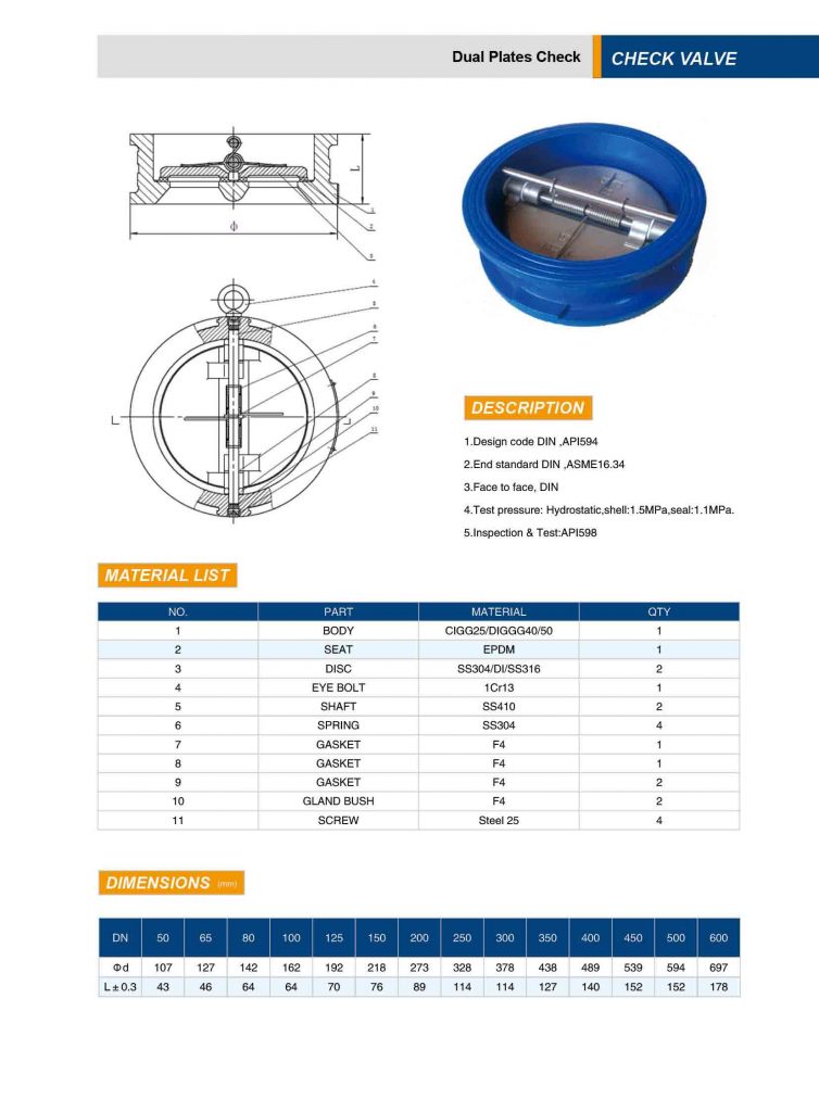 dual plates check valves